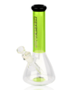 9.5" Red Eye Glass Lime Green Nollie Beaker Tube With Black Mouthpiece