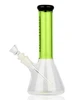 9.5" Red Eye Glass Nollie Beaker Tube with Black Mouthpiece in Lime Green Left Profile