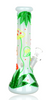 9.5" 420 Hemp Leaf And Shrooms Glow In The Dark Beaker Back