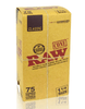 RAW Classic 1 1/4 Pre-Rolled Cones in a 75 pack box.