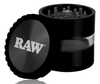 Open 2.5" RAW 4 Piece Life Grinder With Clear Body in Black