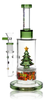 10" Pulsar Presents Under the Tree glass water pipe rear view with green accents, Christmas tree centrepiece, colourful gift graphics and honeycomb percolator