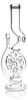 18" Pulsar Swiss Perc Kink Neck glass water pipe rear view featuring circular Swiss percolator, inline percolator, curved neck and clear glass construction