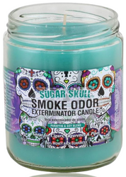 13oz Sugar Skull Candle By Smoke Odor Exterminator.