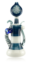 7" Buck Lee Glass Blue & White Bubbler Front