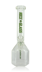 11" Nice Glass Green Hexagon Base Straight Tube