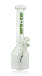 11" Nice Glass Green Hexagon Base Straight Tube Quarter Right