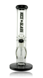 12" Nice Glass Black 5mm Straight Tube With Ice Pinch Front