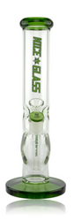 12" Nice Glass Green 5mm Straight Tube With Ice Pinch Front