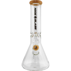 12" Nice Glass Beige 9mm Beaker Tube With Ice Pinch Front 12" Nice Glass Beige 9mm Beaker Tube With Ice Pinch Front