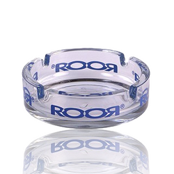 Roor Glass Ashtray - Blue Logo Label Roor Glass Ashtray - Blue Logo Label