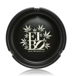 Elbo Ashtray - Black White Logo Lettering Top View Elbo Ashtray - Black White Logo Lettering Top View
