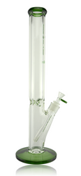 18" NICE GLASS 9MM GREEN STRAIGHT TUBE W PINCH