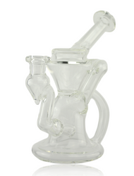 Buck Lee Glass 10mm Clear Lean Back Recycler Rig With Cap And Pearl