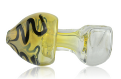 MUSHROOM GLASS PIPE FUMED WITH SQUIGGLES
