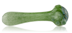 Glass Pipe Green & White Frit With Wig Wag Section Side