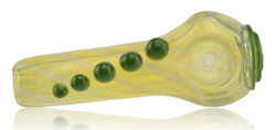 Red Eye Glass Pipe Fumed With Green Dots And Squiggle