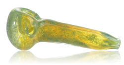 Ghost Cat Glass Inside Frit Spoon Hand Pipe Yellow & Green Ghost Cat Glass Inside Frit Spoon Hand Pipe Yellow & Green