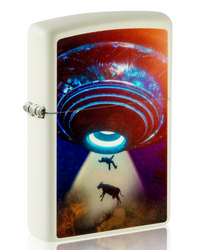 Zippo - UFO Cow Abduction Design Quarter Right Zippo - UFO Cow Abduction Design Quarter Right