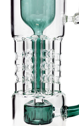 Close up of Preemo Glass Drum To Swiss Pillar Percs in Teal