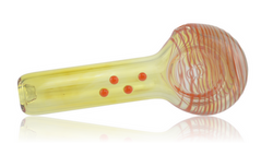 Red Eye Glass Pipe Fumed With Orange Dots And Lines With Built In Ash Catcher Side Red Eye Glass Pipe Fumed With Orange Dots And Lines With Built In Ash Catcher Side