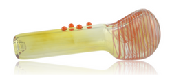 Red Eye Glass Pipe Fumed With Orange Dots And Lines With Built In Ash Catcher Red Eye Glass Pipe Fumed With Orange Dots And Lines With Built In Ash Catcher