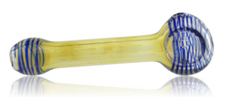 Red Eye Glass Pipe Fumed With Blue Lines Side Red Eye Glass Pipe Fumed With Blue Lines Side