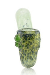 Frit Glass Sherlock Mint & Dark Blue With Light Green Mibs Front Frit Glass Sherlock Mint & Dark Blue With Light Green Mibs Front