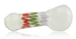 Green Glow Frit Glass Pipe With Colour Squiggles Green Glow Frit Glass Pipe With Colour Squiggles