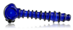 Long Ribbed Glass Pipe Blue Side Long Ribbed Glass Pipe Blue Side