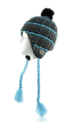 No Bad Ideas Small Stash Pocket Toque in Black & Blue With Ear Flaps No Bad Ideas Small Stash Pocket Toque in Black & Blue With Ear Flaps