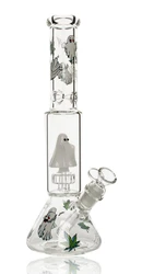 12" Red Eye Glass Dual Chamber Ghoulish With Ghost Perc