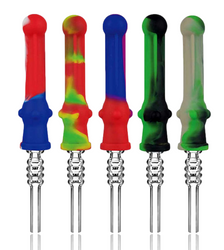 7" Silicone Vapor Straw With Quartz Tip Multi Colour