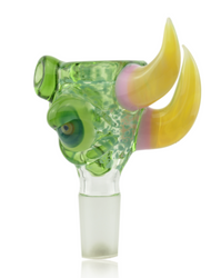 Ghost Cat 14mm Mutant Bowl in Green & Yellow Quarter Left