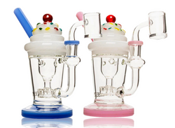 Pair of 8" Red Eye Glass Milkshake Incycler Rig Pair of 8" Red Eye Glass Milkshake Incycler Rig