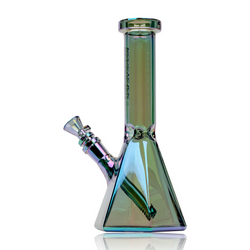 12" Red Eye Tek Terminator Hex Base Beaker Tube in Green Metallic