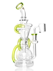 10" GEAR Lime Green Crystal Glide Triple Uptake Dual Chamber Recycler