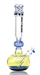 17" Nice Glass Dotted & Fumed Round Base Beaker in Periwinkle