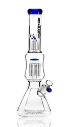 17" Nice Glass Blue Cone To Double Tree Beaker