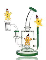 8.25" Holidaze Series Glass Dab Rig Set Gingerbread Man Front