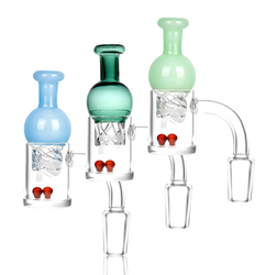 Pulsar 14mm 90° Quartz Banger & Helix Carb Cap With Terp Beads Set