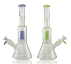 10" Nice Glass Cup Perc Beakers in Purple and Mint Green