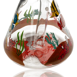 Close up of 15" Red Eye Glass Reefer Madness Beaker Base