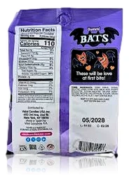 Back of package of Vidal Gummi Bats Peach & Blackcurrant 3.5 oz