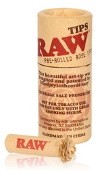 RAW Pre-Rolled Rose Tip handcrafted unbleached rolling filter tip with retail packaging