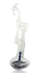 Bearclaw Glass Flat Base Gooseneck Blasted Bubbler Rig Quarter Right With Dome Bearclaw Glass Flat Base Gooseneck Blasted Bubbler Rig Quarter Right With Dome