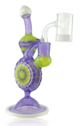 Pajay Glass Deepcut Carved Recycler With Matching Pendant Quarter Left With Banger