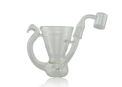Skullfish Glass Crystal Clear Dabaccino Rig Right Profile With Banger Skullfish Glass Crystal Clear Dabaccino Rig Right Profile With Banger