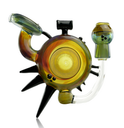 Annealed Innovations - Oil Slick Clear Disc With Black Spike Pendant Rig Front Annealed Innovations - Oil Slick Clear Disc With Black Spike Pendant Rig Front