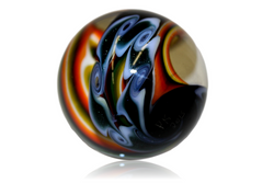 Paul Katherman Glass Marble - Twisted Technicolor People Eater Quarter Right